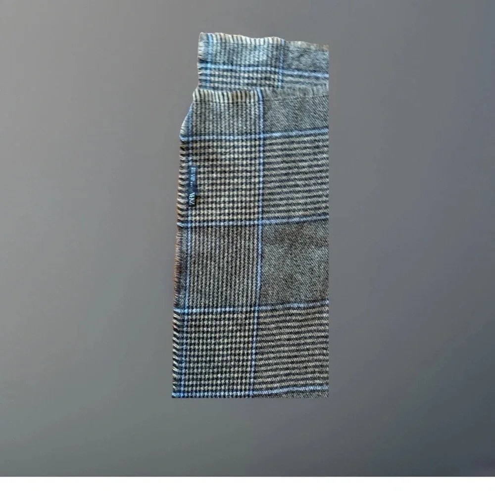 ZARA Oversized Plaid Shawl Scarf 47x76 Mens Soft Blanket Wrap Pashmina Fringe